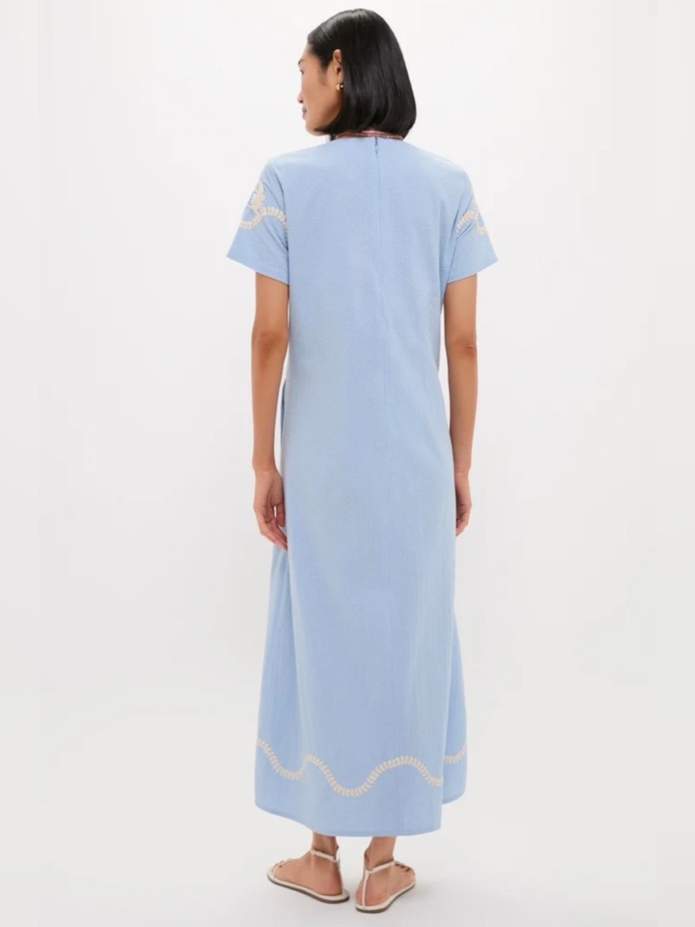 NWT TUCKERNUCK Blue Seersucker Embroidered James Dress Size XXL - Picture 3 of 10